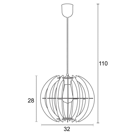 Φωτιστικό Μονόφωτο Ξύλο Καφέ Ε27 Φ32