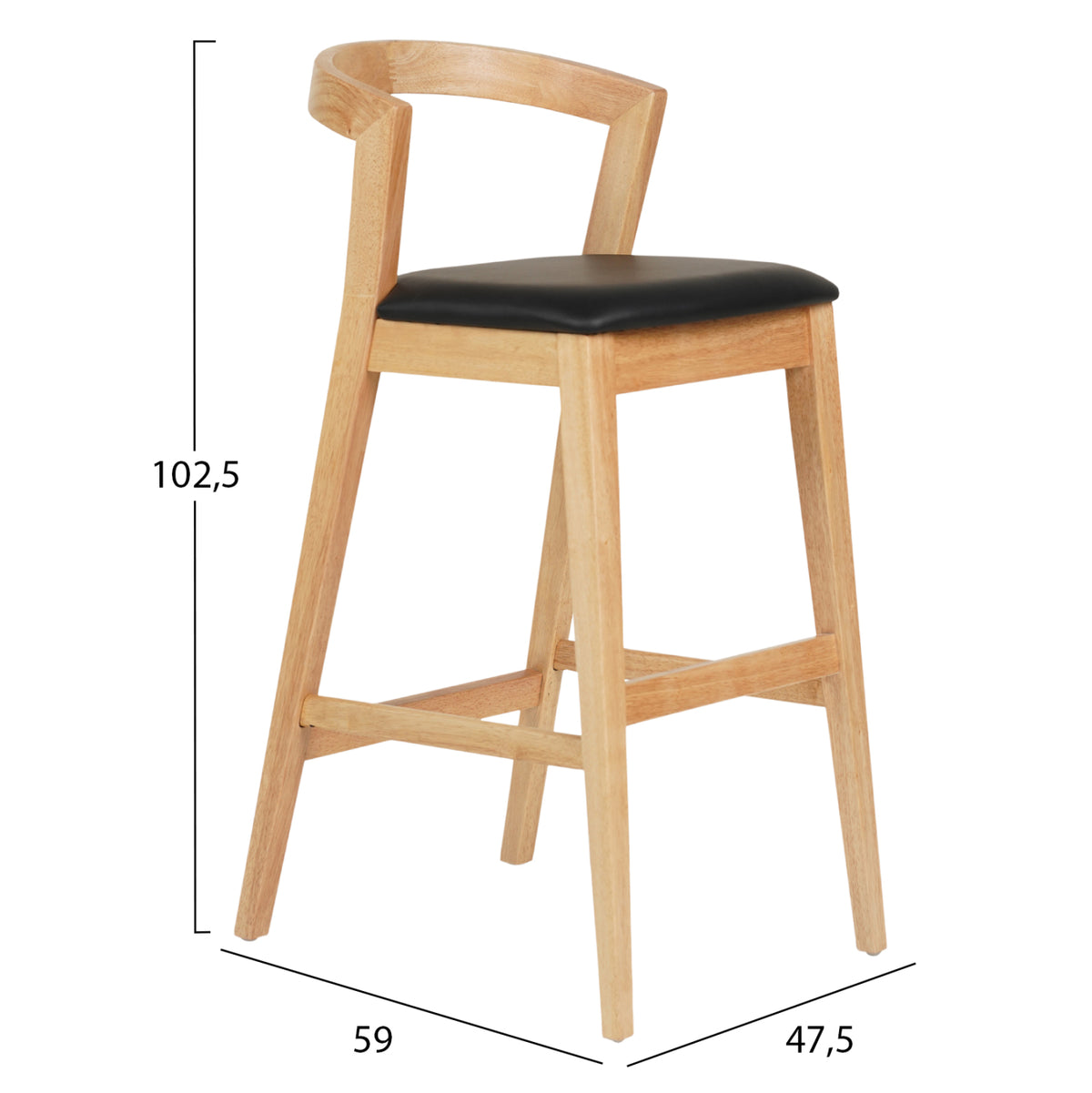 ΣΚΑΜΠΟ ΜΠΑΡ NAMI RUBBERWOOD ΣΕ ΟΑΚ ΜΑΥΡΟ PU 47,5x59x102,5