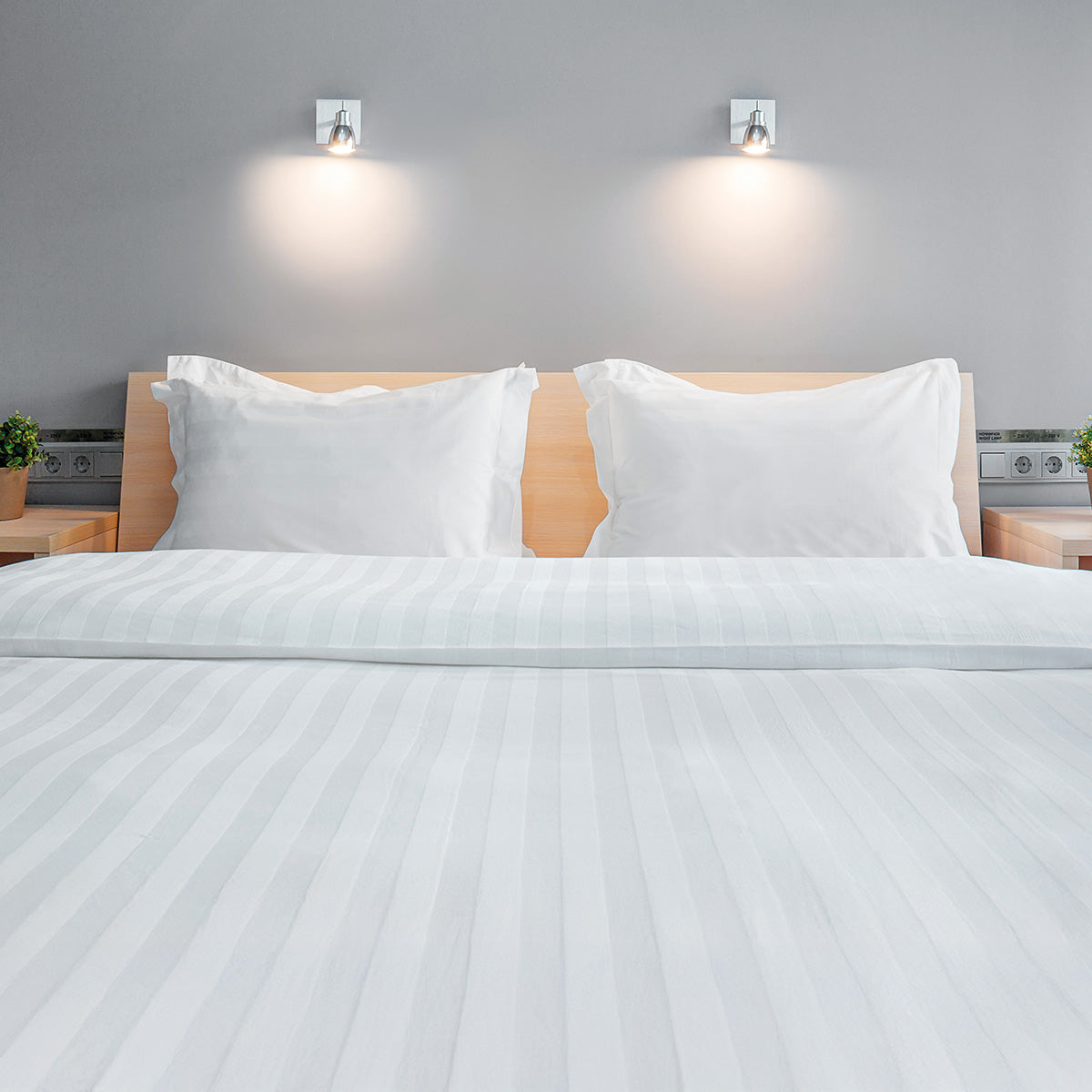 Παπλωματοθήκη King Size Ξενοδοχείου Silky Percal Pennie Art Ε1027 250tc Satin Stripe 100% Cotton Λευκό 270x250+30εκ