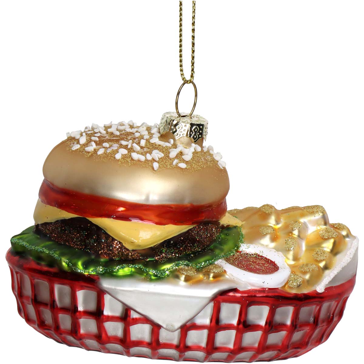 Στολίδι Hamburger & Fries Γυάλινο 10εκ