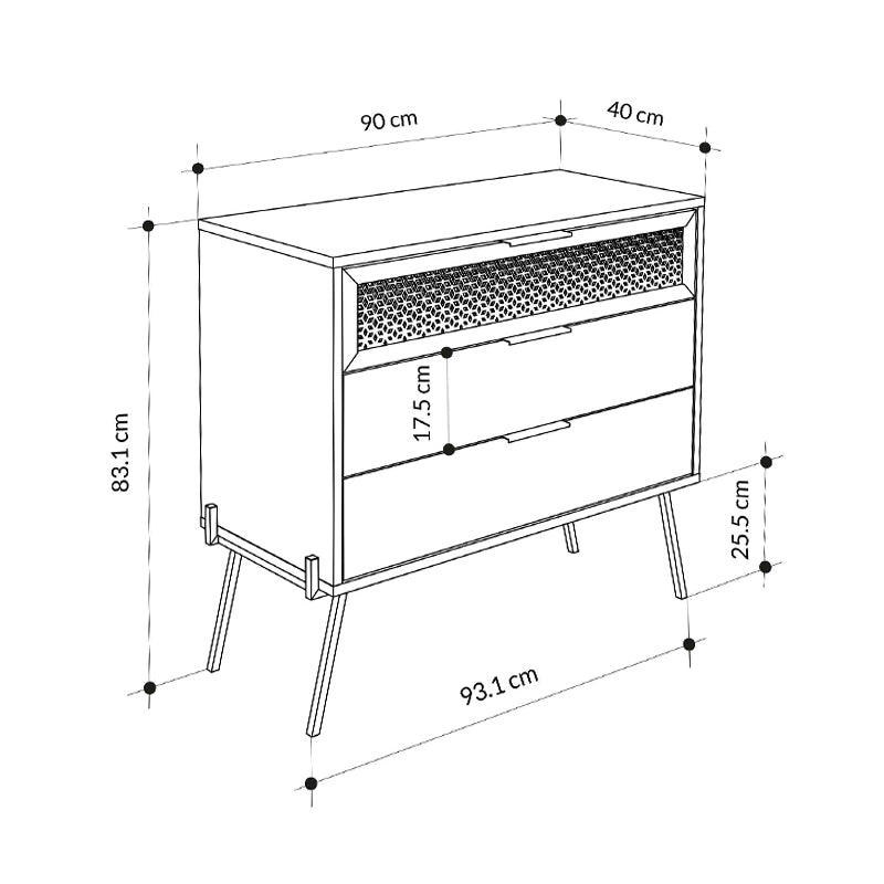 Συρταριέρα Naive Χρώμα Sapphire Oak 93,1x40x83,1