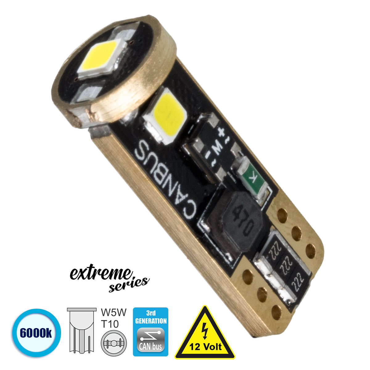 T10 W5W 81115 Λάμπα Αυτοκίνητου 3rd Generation Can-Bus Extreme Series LED 3 SMD 3030 3W 423lm 360° DC 12V IP20 Ψυχρό Λευκό 6000K