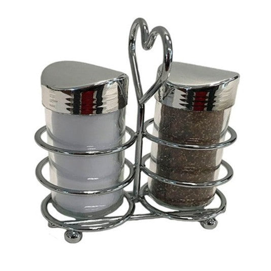 Αλατοπίπερο με Βάση Μεταλλικό/Γυάλινο Ασημί/Διάφανο 13x6x15