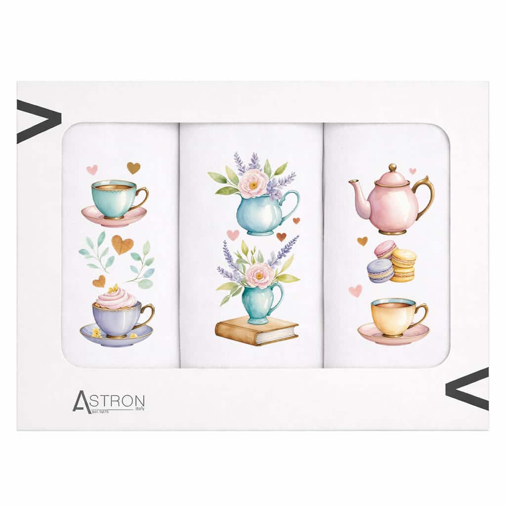 Ποτηρόπανα Κουζίνας Tea & Read Σετ 3 Τμχ