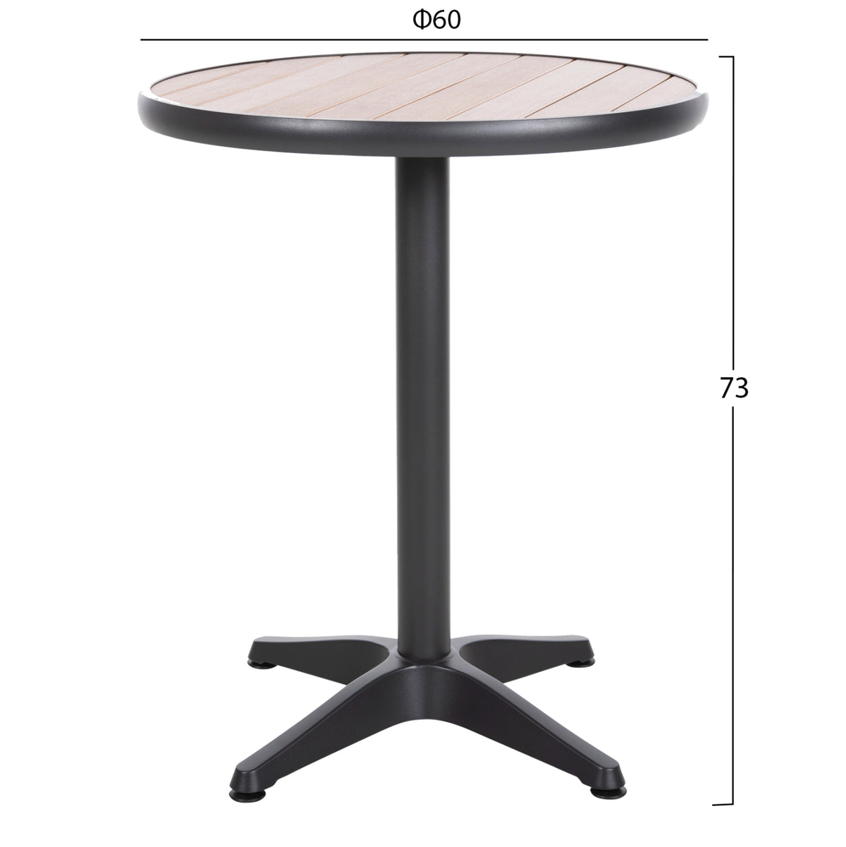 ΤΡΑΠΕΖΙ ΑΛΟΥΜΙΝΙΟΥ ΣΤΡΟΓΓΥΛΟ ALEXA ΑΝΘΡΑΚΙ POLYWOOD TOP ΦΥΣΙΚΟ Φ60x73