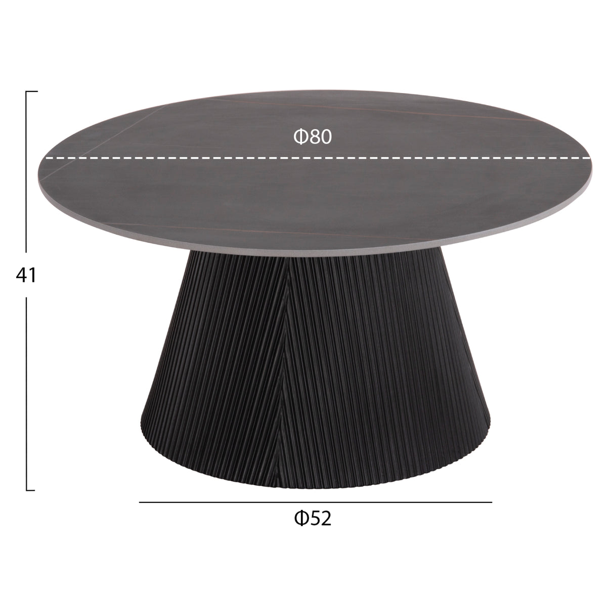 ΤΡΑΠΕΖΙ ΣΑΛΟΝΙΟΥ DUNCAN ΚΕΡΑΜΙΚΟ TOP MDF ΒΑΣΗ ΜΑΥΡΟ Φ80x41
