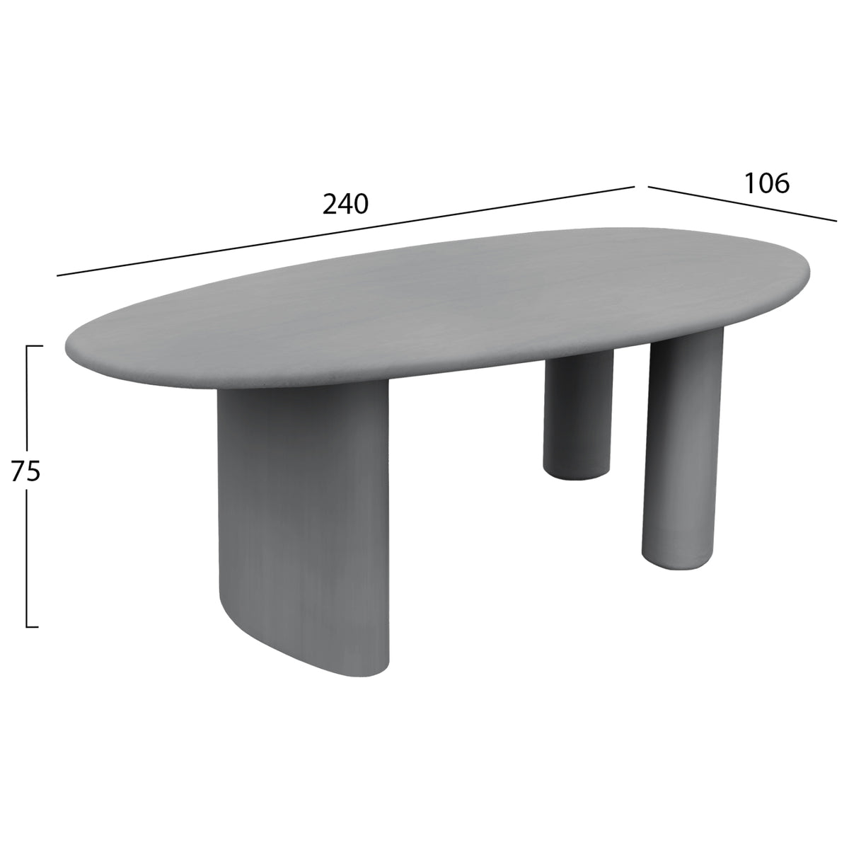 ΤΡΑΠΕΖΙ ΤΡΑΠΕΖΑΡΙΑΣ FIBER CEMENT ΟΒΑΛ VOLPE ΓΚΡΙ 240x100x75