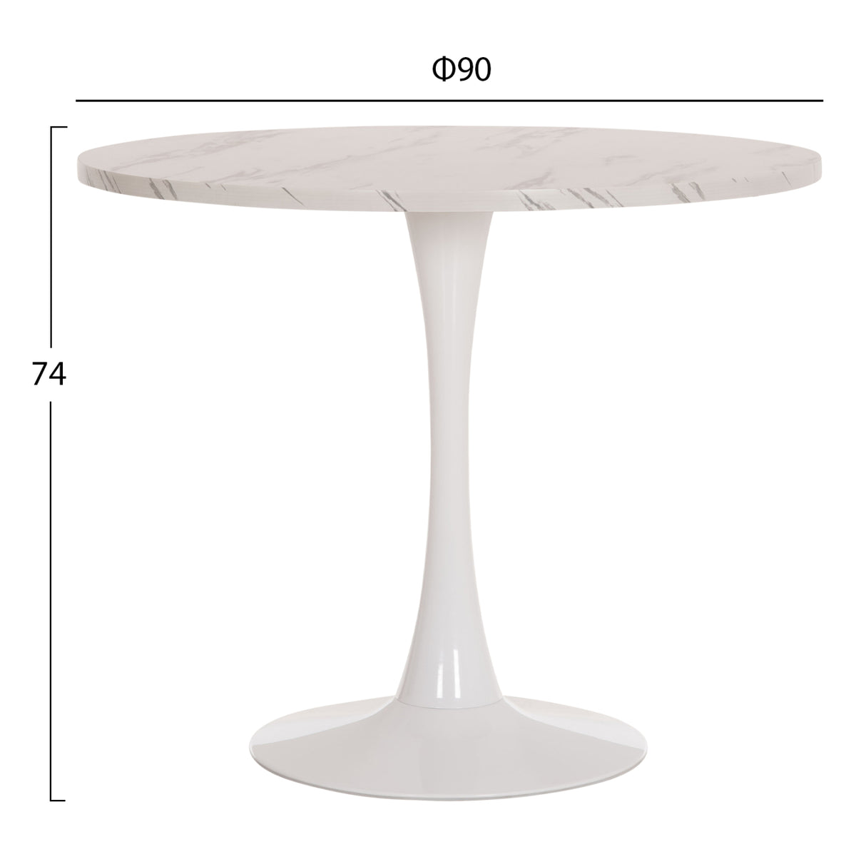 ΤΡΑΠΕΖΙ ΤΡΑΠΕΖΑΡΙΑΣ ROLLO ΣΤΡΟΓΓΥΛΟ WHITE MARBLE Φ90x74