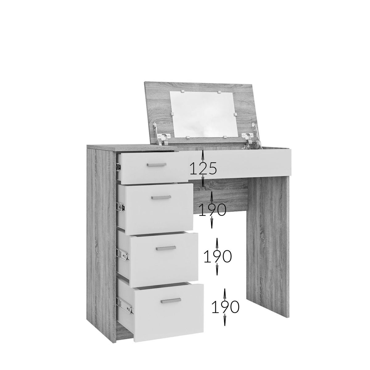 Τουαλέτα Tab Χρυσό Δρυς-Γραφίτη 90x42x82-110