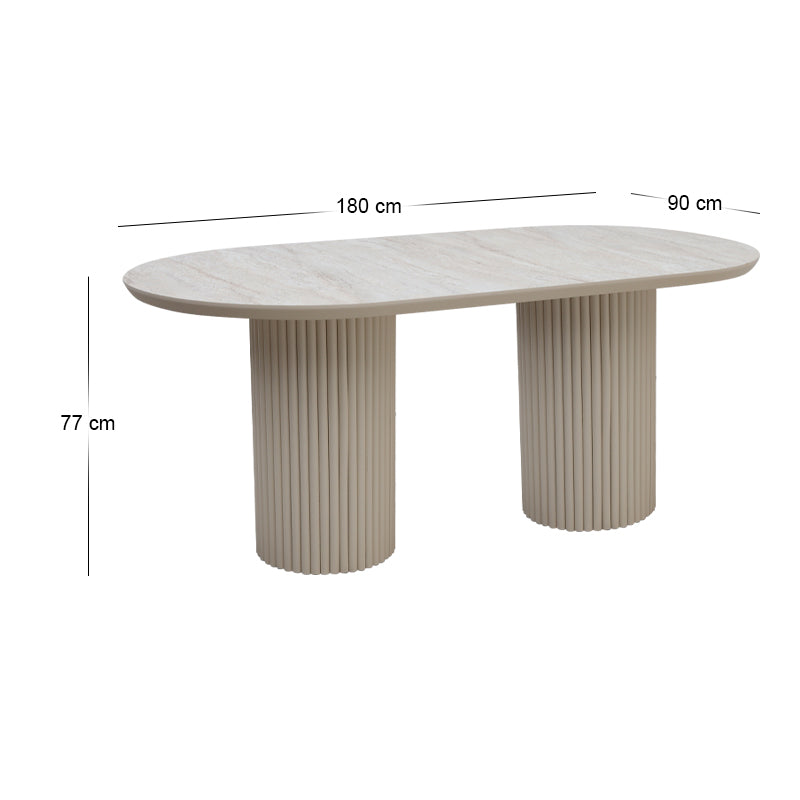 Τραπέζι Hazar MDF Χρώμα Travertine - Sandstone 180x90x77