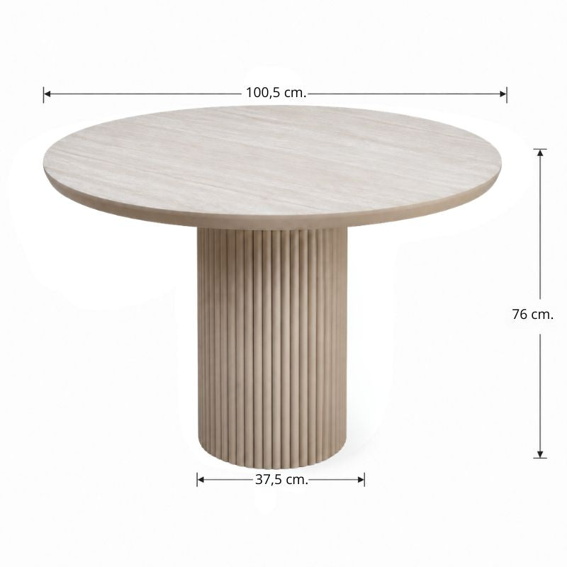 Τραπέζι Hazar MDF Χρώμα Travertine - Sandstone Ø100,5x76