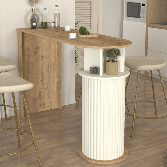 Τραπέζι Μπαρ Bohema Χρώμα Sepet Oak - Ivory 150x51,6x101,8