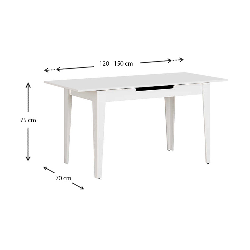 Τραπέζι Trendline Επεκτεινόμενο Χρώμα Λευκό 120/150x70x75
