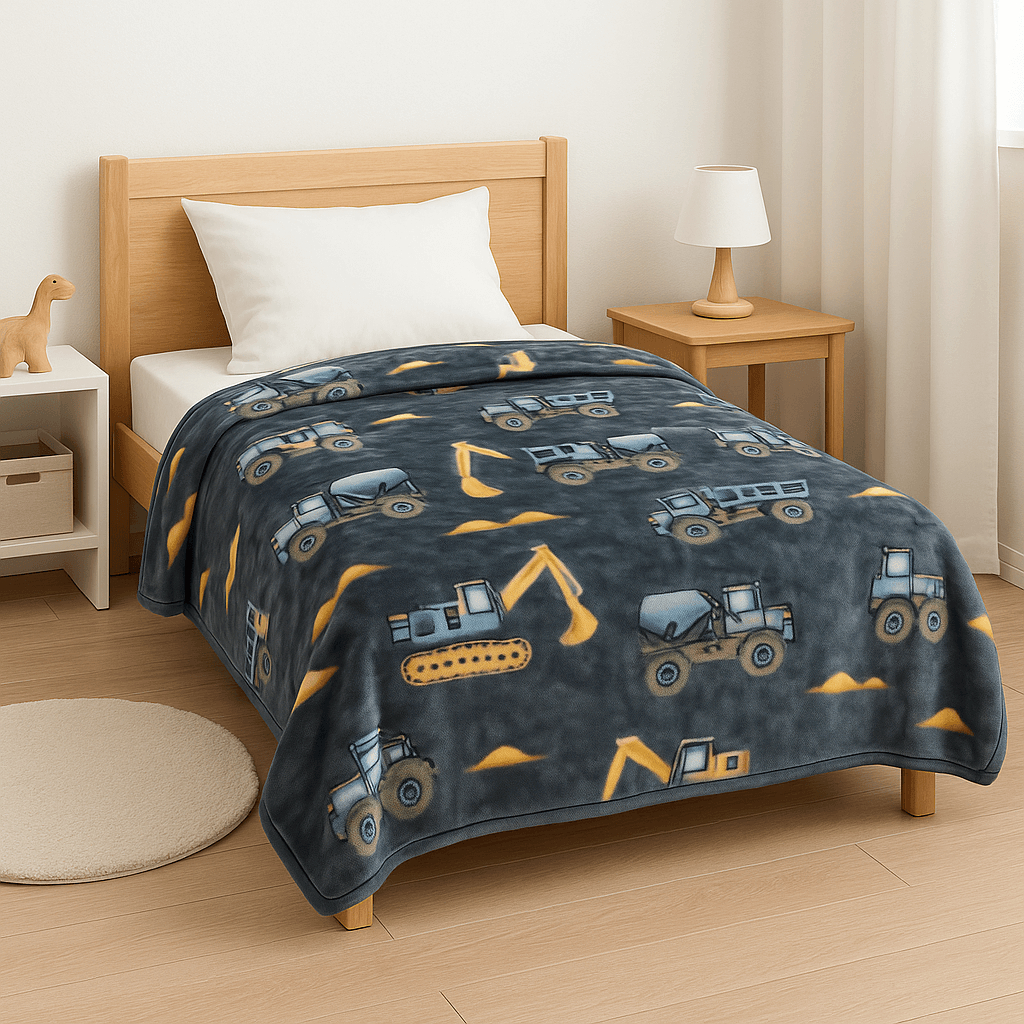 Παιδική Κουβέρτα Βελουτέ Μονή Trucks