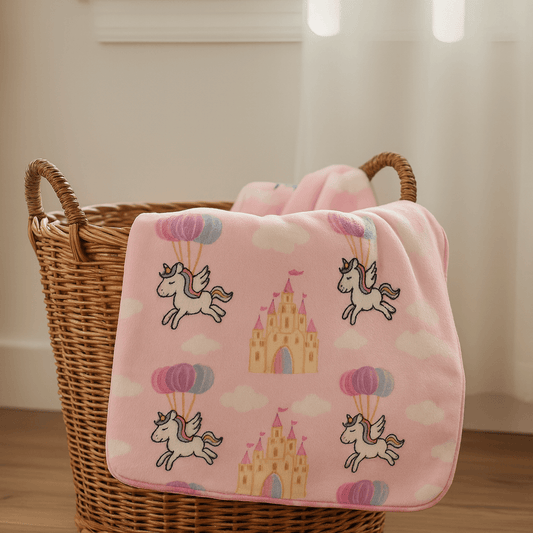 Βρεφική Κουβέρτα Κούνιας Βελουτέ Unicorn Fly 110x140εκ