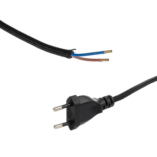 WHIP 77669 Μοντέρνο DIY Φωτιστικό με Υφασμάτινο Καλώδιο, Ντουί 1 x E27 & Διακόπτη On/Off AC 220-240V IP20 - Μαύρο - Μ140 x Π2.7 x Υ1.9