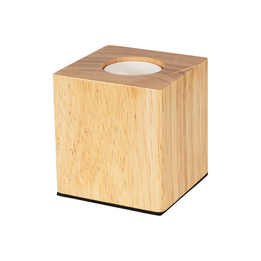 WOODBOX 99405 Μοντέρνο Επιτραπέζιο Φωτιστικό Πορτατίφ Μονόφωτο 1 x E27 AC220-240V με 1.35m Καλώδιο και Διακόπτη On/Off - Σώμα από Φυσικό Ξύλο - Μ7.6 x Π7.6 x Υ8.2cm - Μπεζ Δρυς