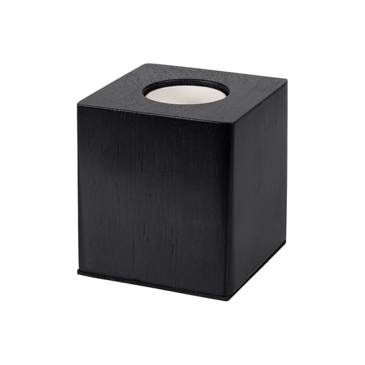 WOODBOX 99407 Μοντέρνο Επιτραπέζιο Φωτιστικό Πορτατίφ Μονόφωτο 1 x E27 AC220-240V με 1.35m Καλώδιο και Διακόπτη On/Off - Σώμα από Φυσικό Ξύλο - Μ7.6 x Π7.6 x Υ8.2cm - Μαύρος Έβενος