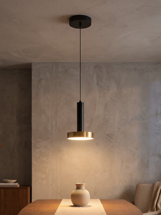 ZANE KLV-101-0349 Κρεμαστό Φωτιστικό Οροφής LED 18W 1800lm 120° AC 220-240V IP20 Ρυθμιζόμενο Λευκό CCT με Χειριστήριο από 2700K έως 6000K Dimmable - Lumileds SMD Chip - Σατινέ Χρυσό Βούρτσας & Μαύρο Ματ - Μ15 x Π15 x Υ20