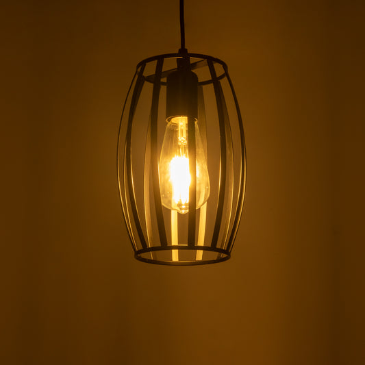 ZEBRA 01062 Vintage Industrial Κρεμαστό Φωτιστικό Οροφής Μονόφωτο 1 x E27 AC220-240V - Φ15 x Υ24cm - Μαύρο Μεταλλικό Πλέγμα