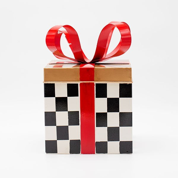 ΜΕΤΑΛΛΙΚΟ ΔΩΡΑΚΙ ΜΑΥΡΟ ΚΑΡΟ ΜΕ ΚΟΚΚΙΝΟ 20x20x26