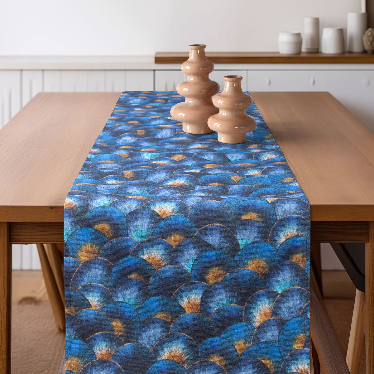 Ράννερ Κύματα Μπλε/Χρυσό 32x250εκ