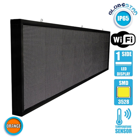 90294 Κυλιόμενη Ψηφιακή Επιγραφή P10 LED SMD AC 220-240V με Wi-Fi - Αδιάβροχή IP54 - Μονής Όψης - Μ264 x Π9 x Υ72cm Πορτοκαλί