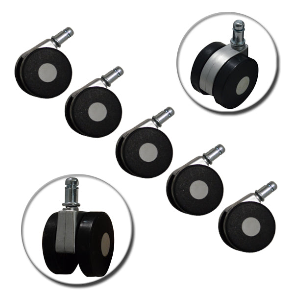 SPARE PARTS SET OF 5 SPECIAL CASTERS BLACK SILVER FOR OFFICE CHAIRS