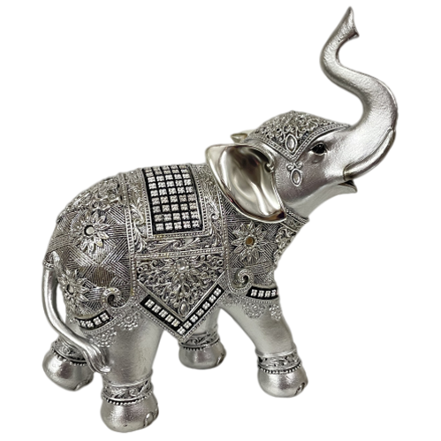 Διακοσμητικός Ελέφαντας Πολυεστερικός σε Ασημί Χρώμα 20x9x24