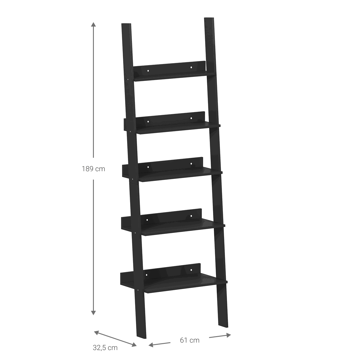 Βιβλιοθήκη Gambi Μαύρο 61x32.5x189