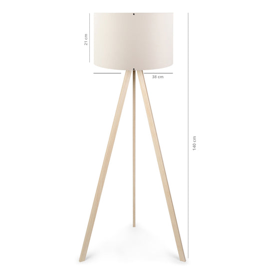 SAGA 204-0046 Μοντέρνο Eπιδαπέδιο Φωτιστικό Μονόφωτο 1 x E27 IP20 Μπεζ Ξύλο με Λευκό Ύφασμα - Μ38 x Π38 x Υ140cm
