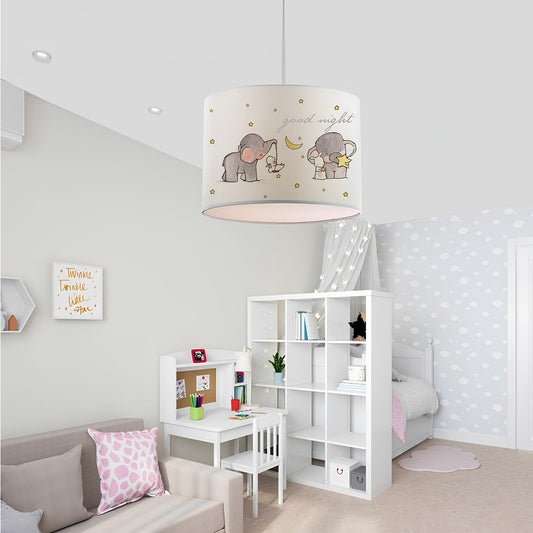 ELEPHANT 204-0020 Παιδικό Κρεμαστό Φωτιστικό Φιγούρα Μονόφωτο 1 x E27 IP20 Λευκό Ύφασμα - Μ24 x Π24 x Υ70cm