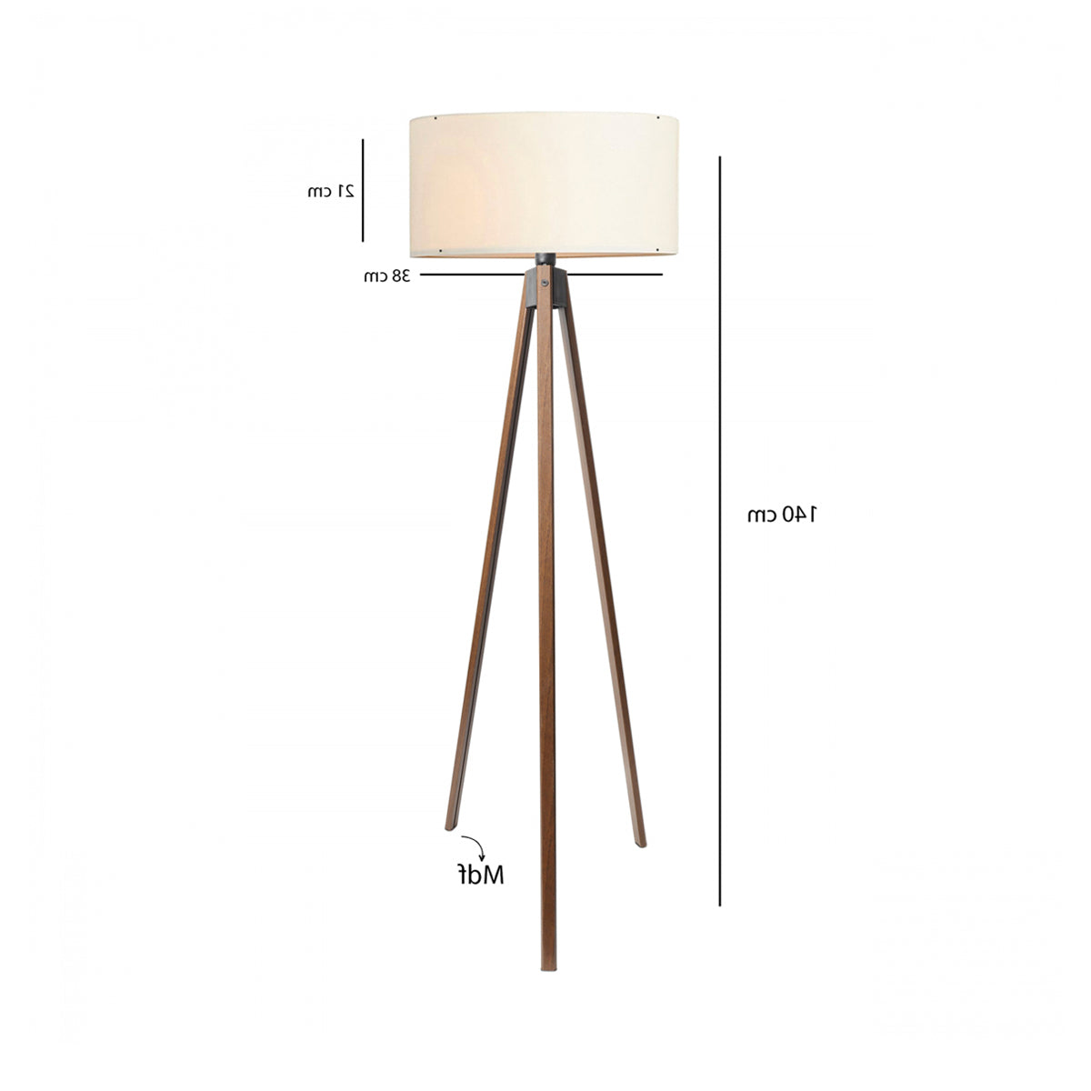 SAGA 204-0031 Μοντέρνο Eπιδαπέδιο Φωτιστικό Μονόφωτο 1 x E27 IP20 Καρυδί Ξύλο με Μπεζ Ύφασμα - Μ38 x Π38 x Υ140cm