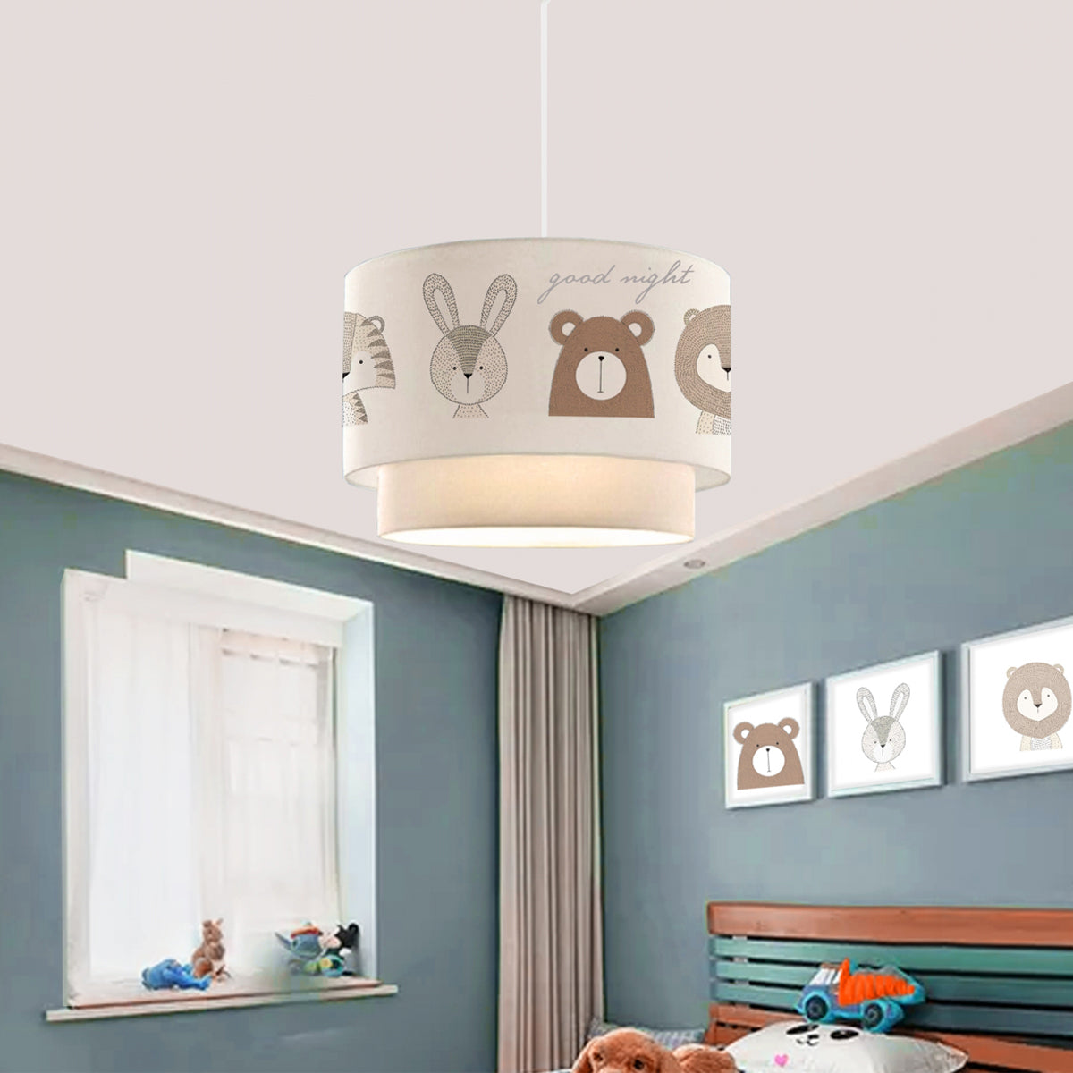 BEAR 204-0003 Παιδικό Κρεμαστό Φωτιστικό Φιγούρα Μονόφωτο 1 x E27 IP20 Λευκό Ύφασμα - Μ30 x Π30 x Υ70cm