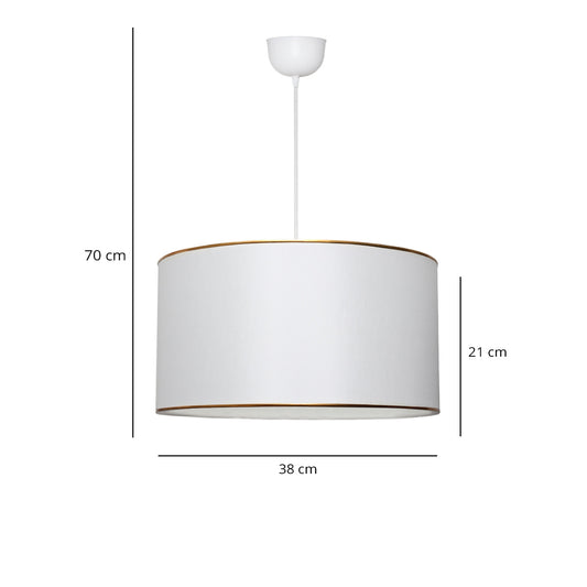 LOFTY 204-0091 Μοντέρνο Κρεμαστό Φωτιστικό Kαπέλο Μονόφωτο 1 x E27 IP20 Λευκό Ύφασμα - Μ38 x Π38 x Υ70cm
