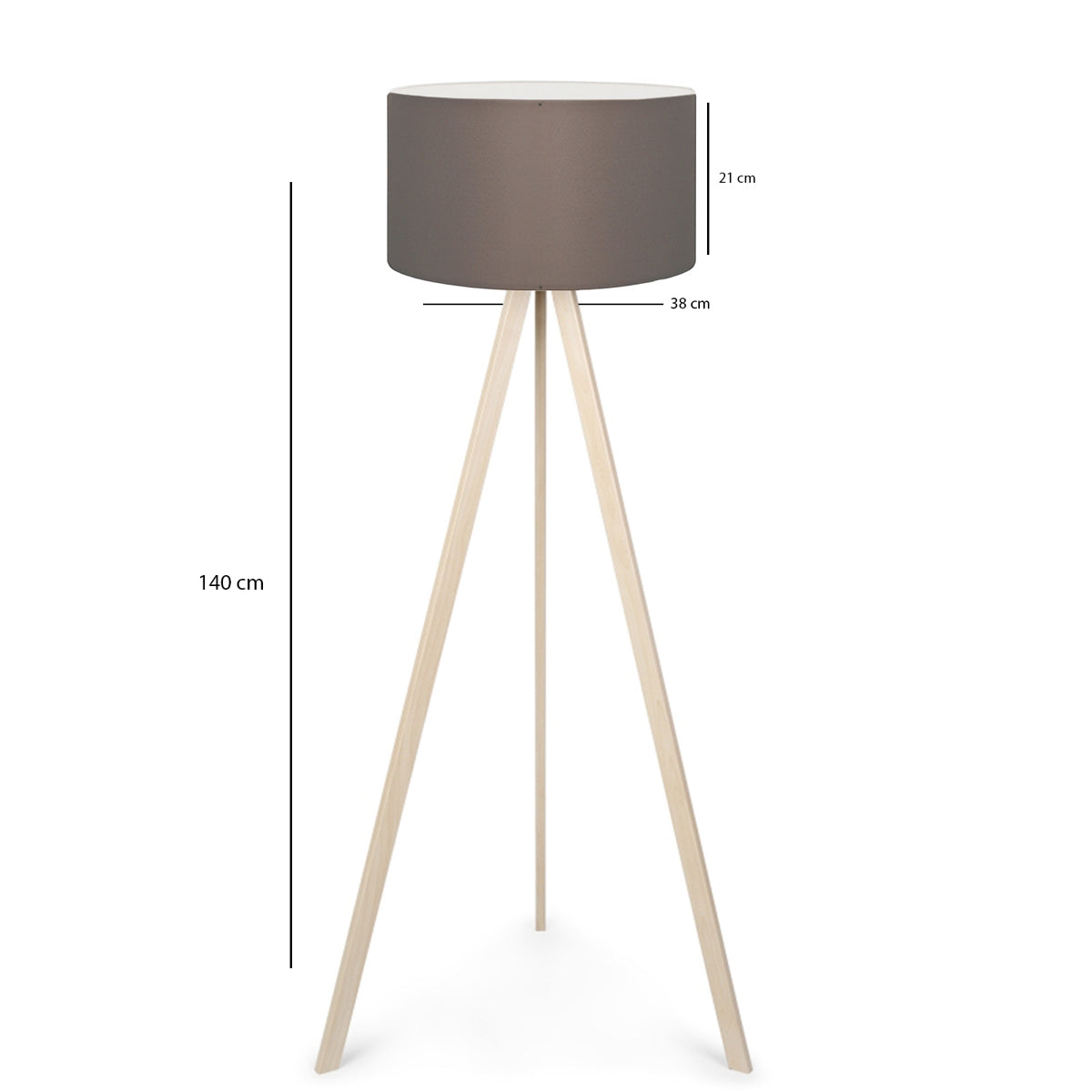 SAGA 204-0044 Μοντέρνο Eπιδαπέδιο Φωτιστικό Μονόφωτο 1 x E27 IP20 Μπεζ Ξύλο με Γκρι Ύφασμα - Μ38 x Π38 x Υ140cm