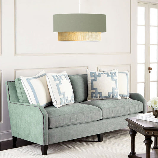 BIGGIE 204-0097 Μοντέρνο Κρεμαστό Φωτιστικό Kαπέλο Μονόφωτο 1 x E27 IP20 Τιρκουάζ Ύφασμα με Μπεζ Rattan - Μ30 x Π30 x Υ70cm