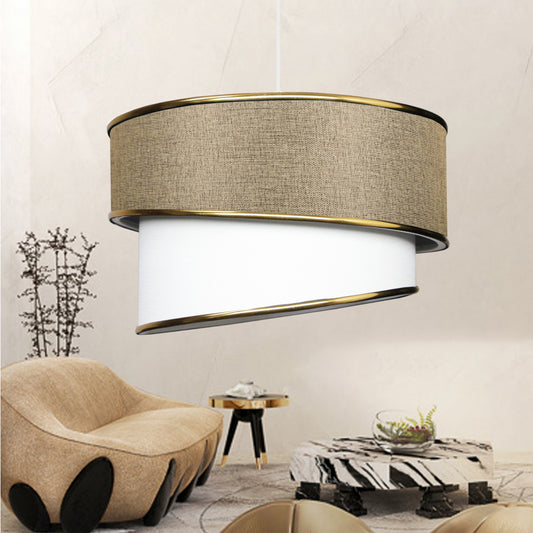 CYCLOP 204-0104 Μοντέρνο Κρεμαστό Φωτιστικό Οροφής με Ντουί 1 x E27 AC 220-240V IP20 - Μπεζ & Λευκό - Μ30 x Π30 x Υ24