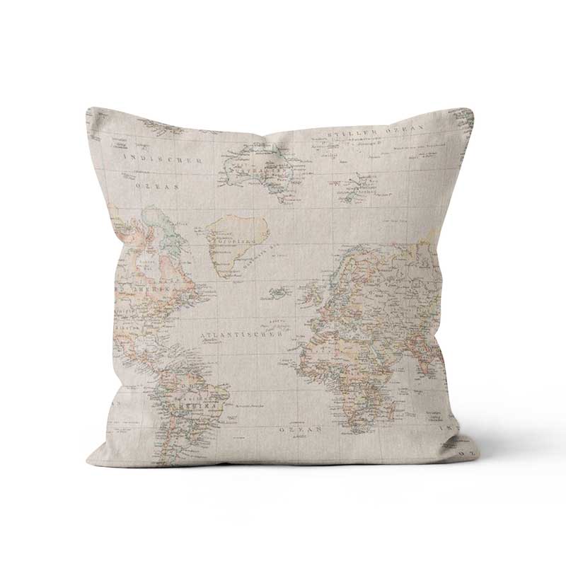 Μαξιλαροθήκη Χάρτης Vintage 45x45εκ