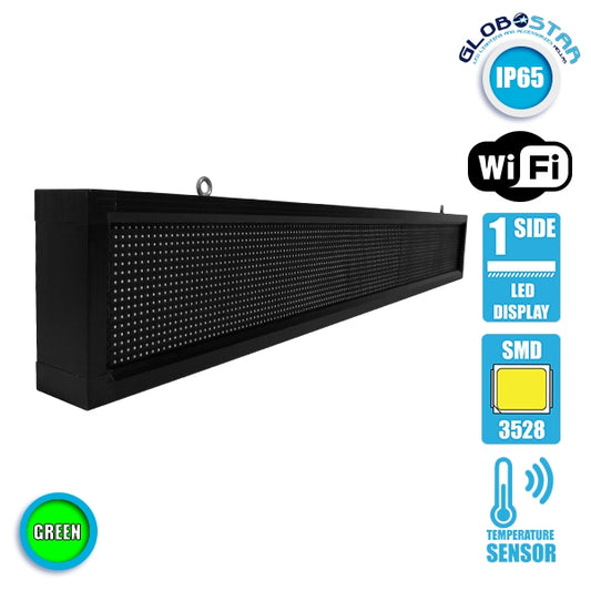90262 Κυλιόμενη Ψηφιακή Επιγραφή P10 LED SMD AC 220-240V με Wi-Fi - Αδιάβροχή IP54 - Μονής Όψης - Μ168 x Π9 x Υ24cm Πράσινο