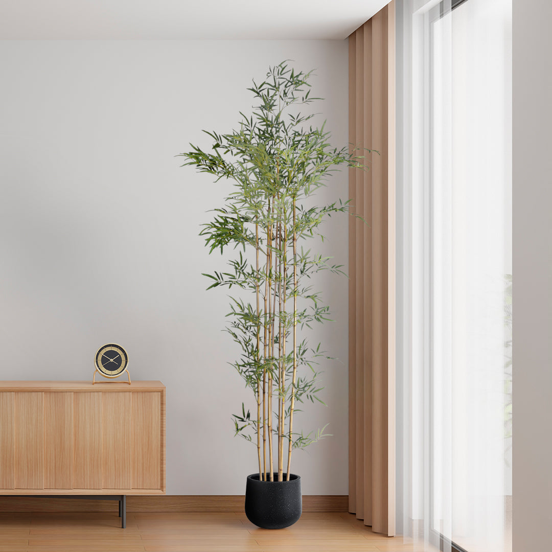 MAYFAIR 20801 Διακοσμητικό Πολυεστερικό Τσιμεντένιο Κασπώ Γλάστρα - Flower Pot Μαύρο με Λευκές Λεπτομέριες Μ25 x Π27 x Υ30cm