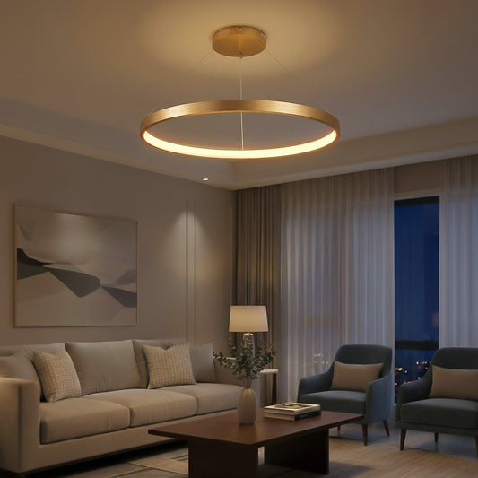 NEMESIS KLV-101-0216 Κρεμαστό Φωτιστικό Οροφής LED 75W 7500lm 180° AC 220-240V IP20 Ρυθμιζόμενο Λευκό CCT με Χειριστήριο από 2700K έως 6000K Dimmable - Lumileds SMD Chip - Χρυσό Πλατίνα - Μ100 x Π100 x Υ4