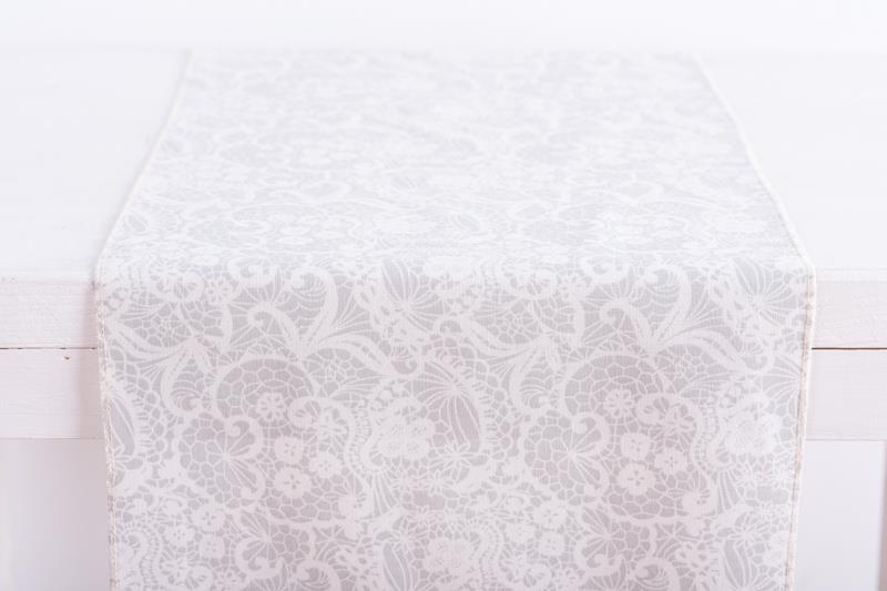 Ράννερ με Τύπωμα Λευκή Δαντέλα 32x150εκ