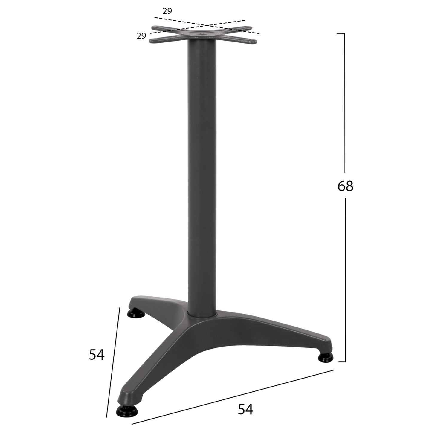 ALUMINUM BASE 3-LEGGED WITH CROSS 54x54x68