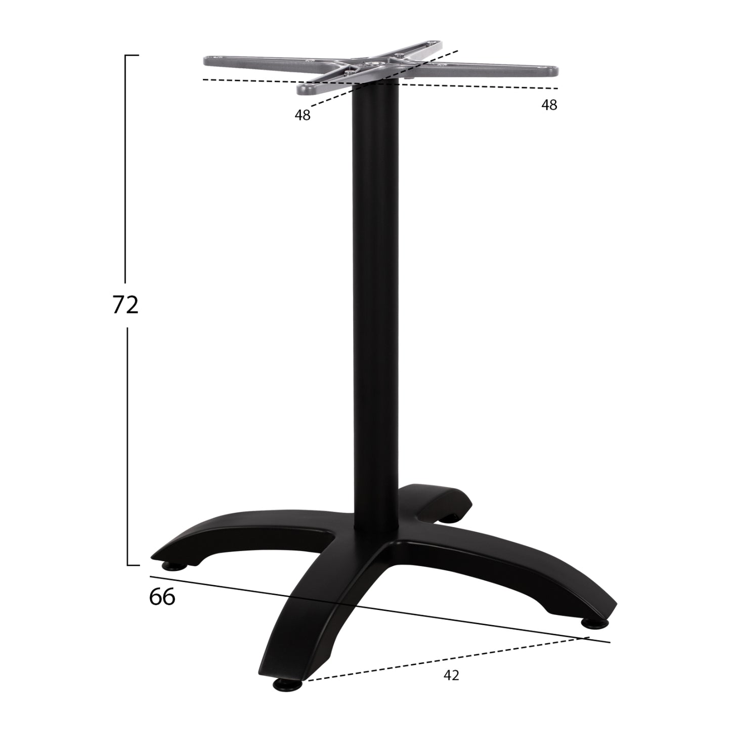 ALUMINUM BASE MATTE BLACK WITH CROSS 66x66x72