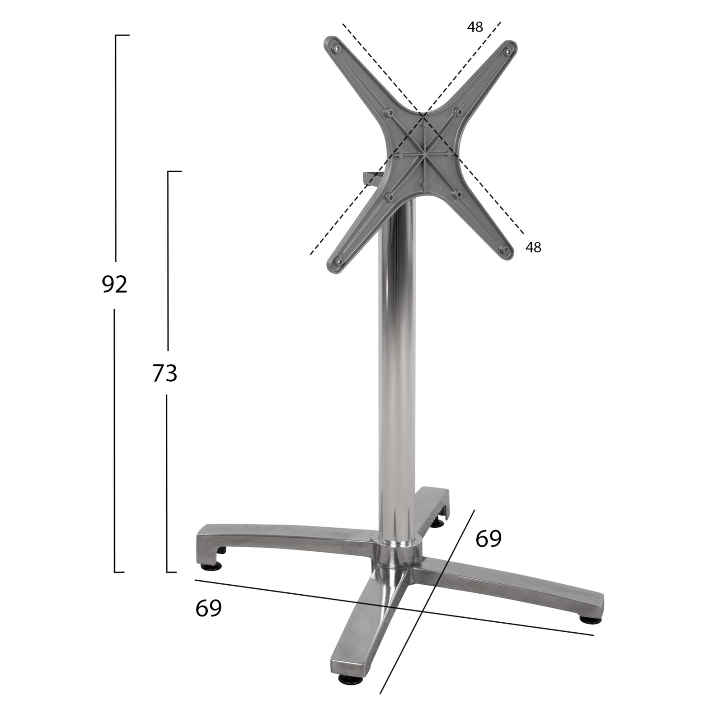 ALUMINIUM FOLDING CHROME BASE WITH CROSS 69x69x73