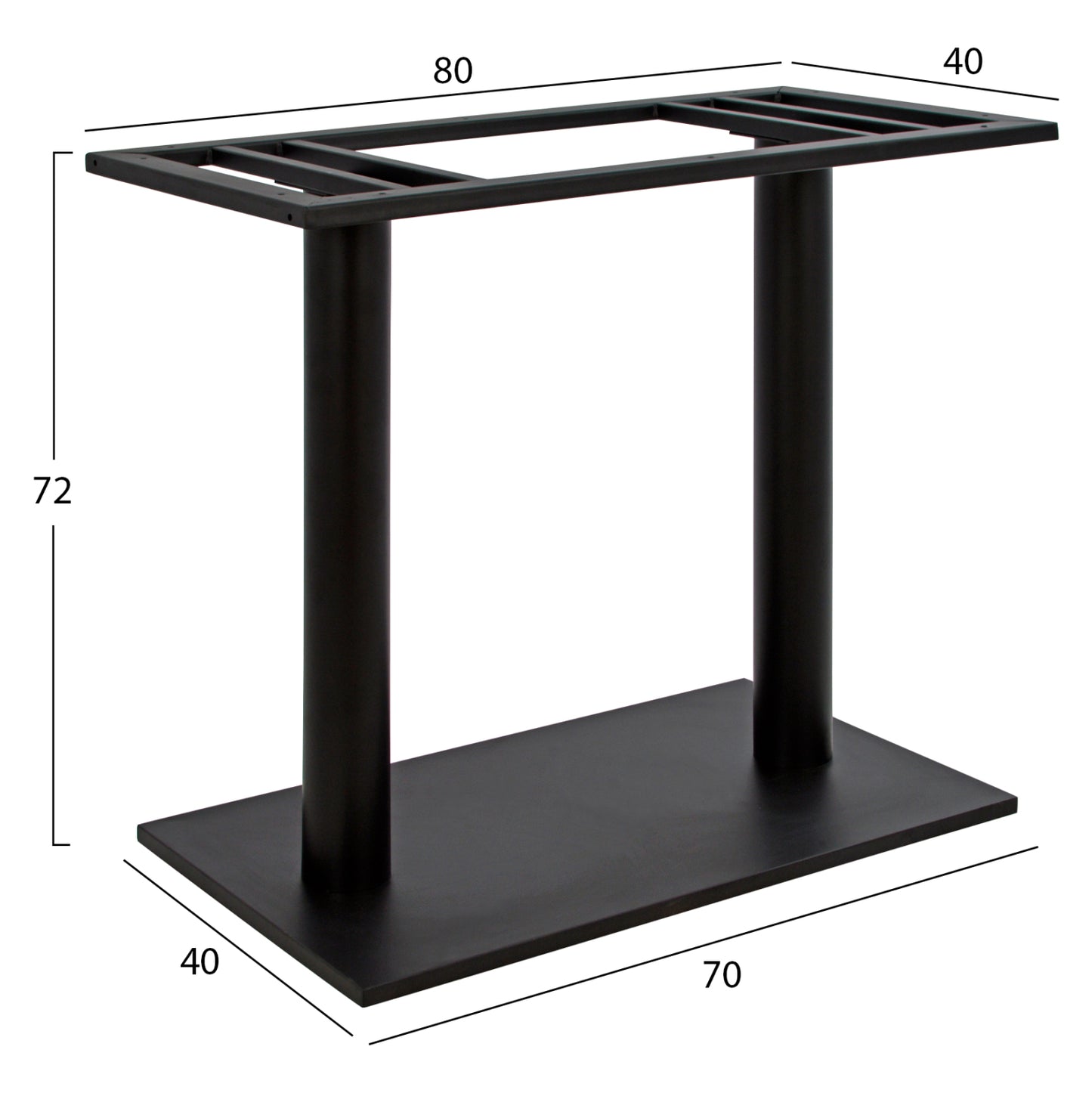 DOUBLE METAL BASE BLACK WITH ADJUSTABLE FEET 80x40x72