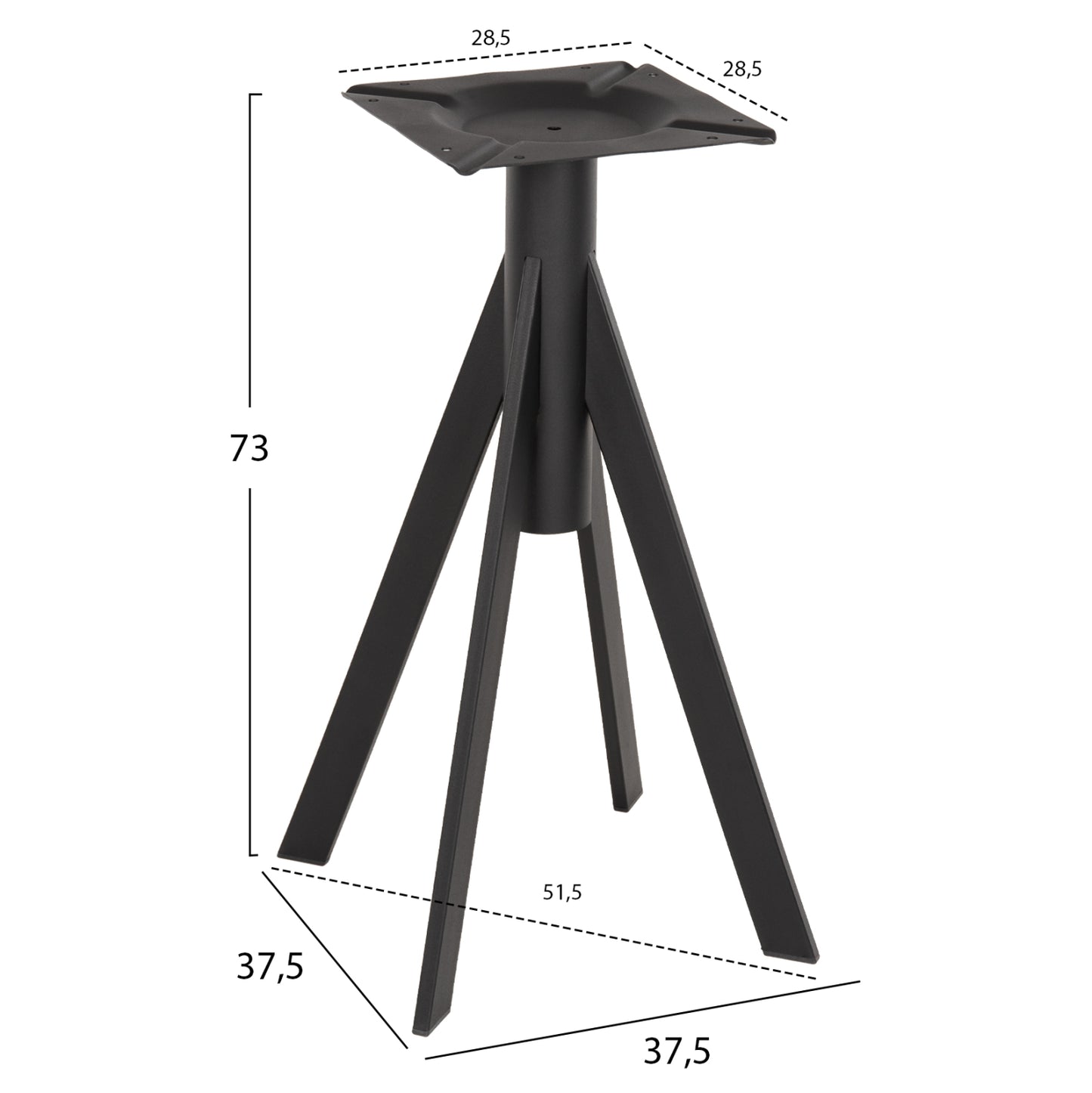 ΒΑΣΗ ΤΡΑΠΕΖΙΟΥ ΜΑΥΡΗ ΜΕΤΑΛΛΙΚΗ 37,5x37,5x73