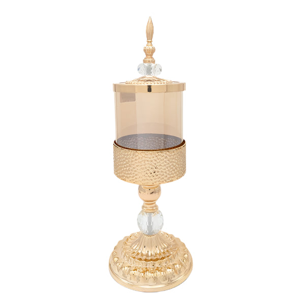 ΔΟΧΕΙΟ ΜΕ ΚΑΠΑΚΙ ΜΕΤΑΛΛΟ-ΓΥΑΛΙ ΧΡΥΣΟ 15x15x45