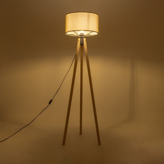 SAGA 204-0047 Μοντέρνο Eπιδαπέδιο Φωτιστικό Μονόφωτο 1 x E27 IP20 Μπεζ Ξύλο με Πράσινο Ύφασμα - Μ38 x Π38 x Υ140